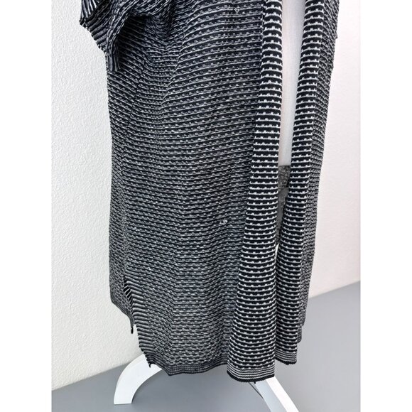 Eileen Fisher women's XL black white open front organic linen cardigan sweater - Picture 4 of 11